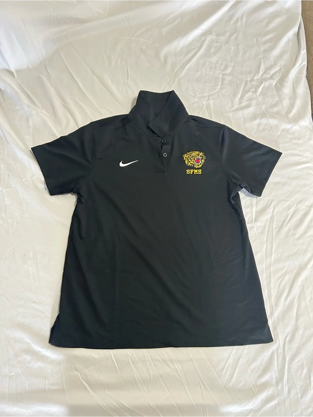 Nike Black Polo with Yellow and Red Tiger Crest 004
